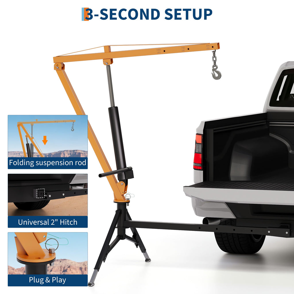 Heavy Duty Hydraulic Hitch Mounted Truck Crane with 360 Degree Swivel Boom D54575