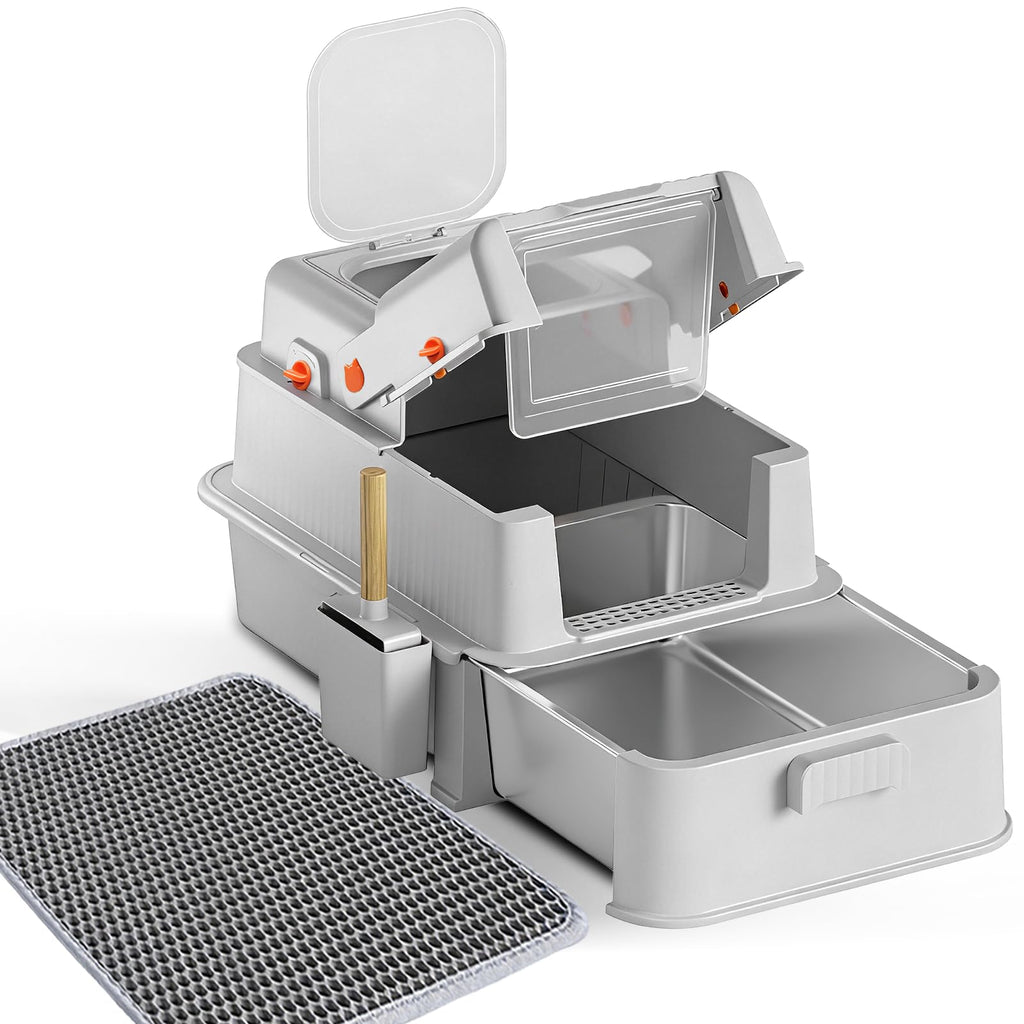 Enclosed Stainless Steel Cat Litter Box with Drawer P458727