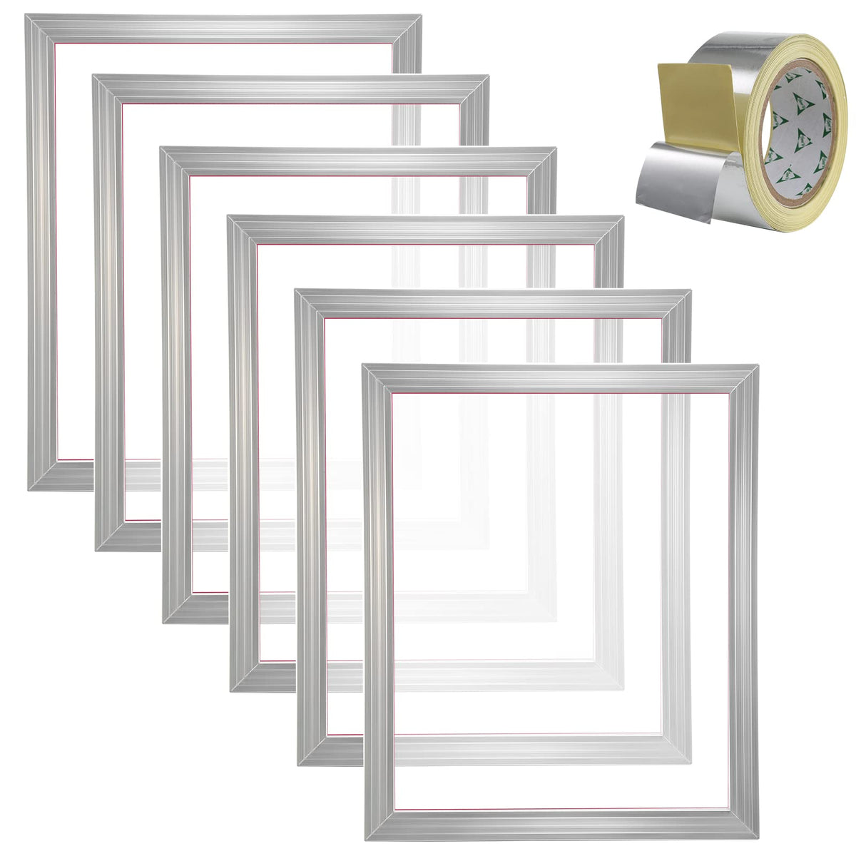 6 Pieces Aluminum Silk Screen Frame with 110 Count Nylon Mesh E7996
