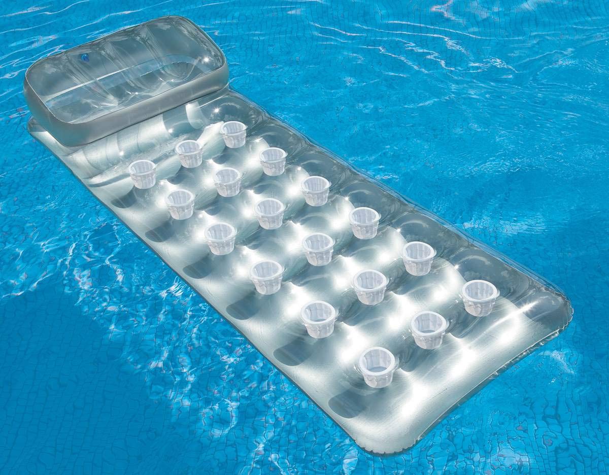 18-Pocket Mattress Pool Lounger with Headrest 3 Pack J4318
