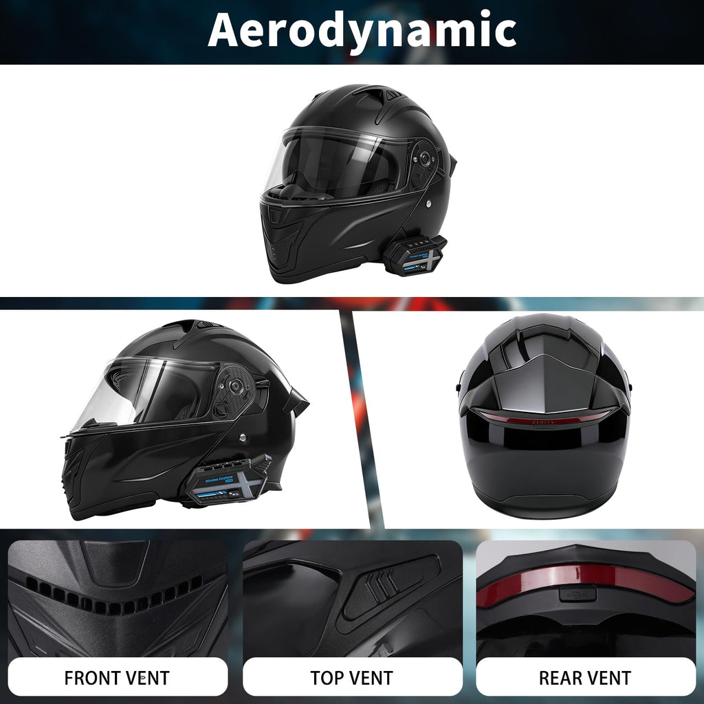 DOT Certified Flip-Up Dual Visor Bluetooth Modular Motorcycle Helmet U67304