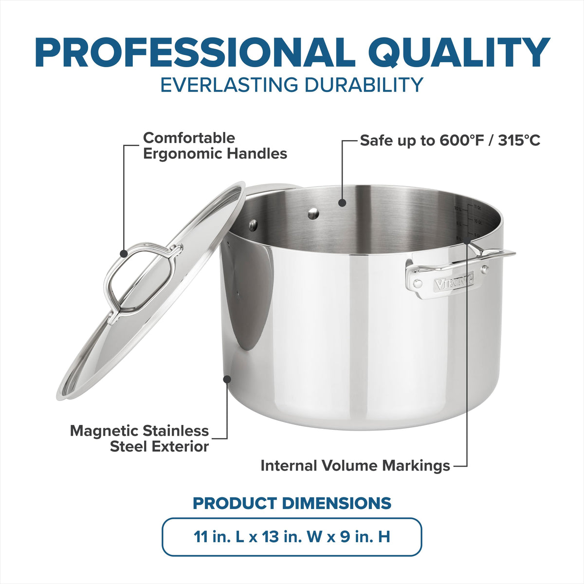 3-Ply Stainless Steel 12 Quart Stock Pot with Lid N404