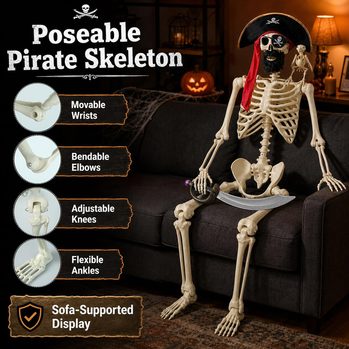 5.4 Ft Halloween Skeleton Decoration J162