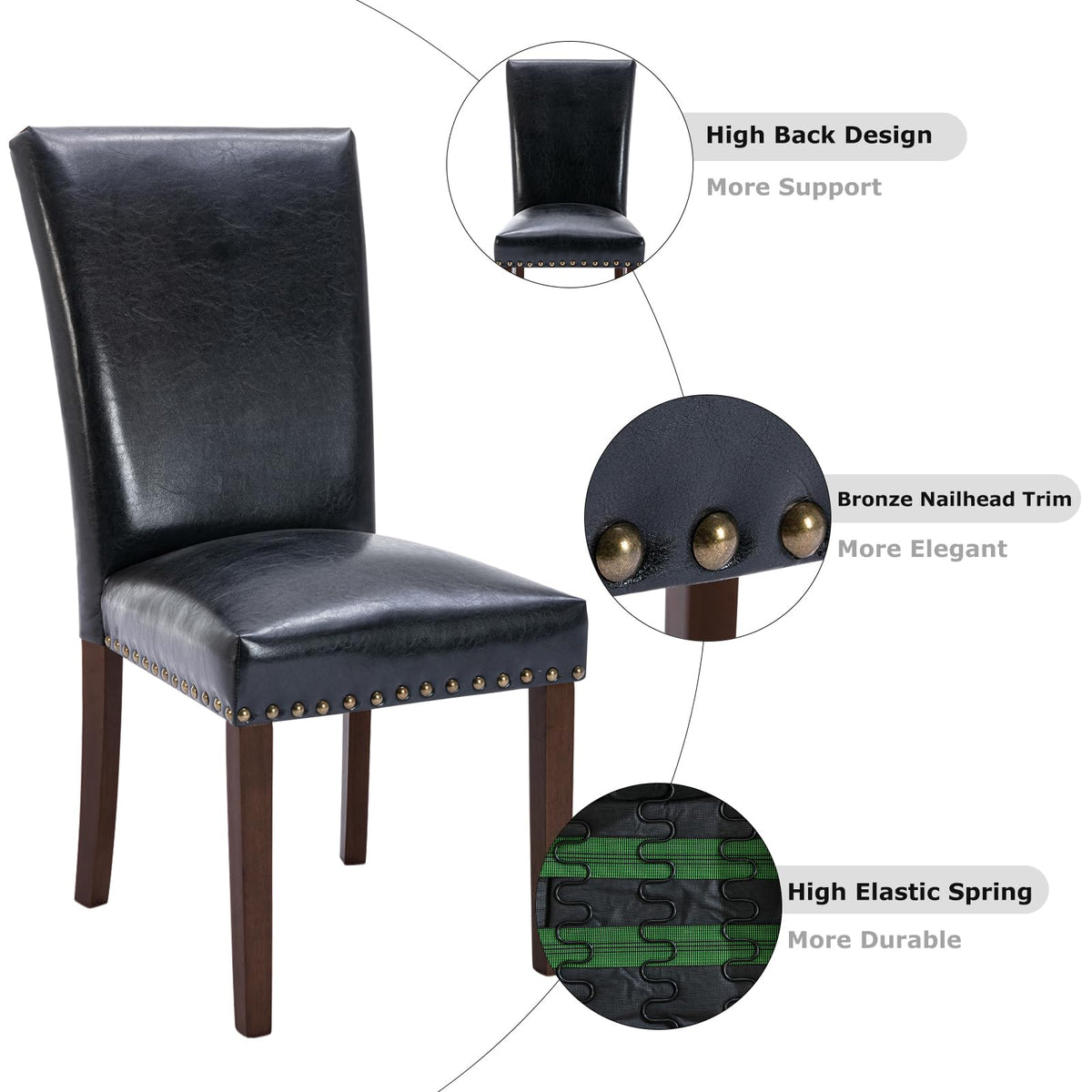 Black PU Leather Upholstered Dining Chairs Set of 6 W81814