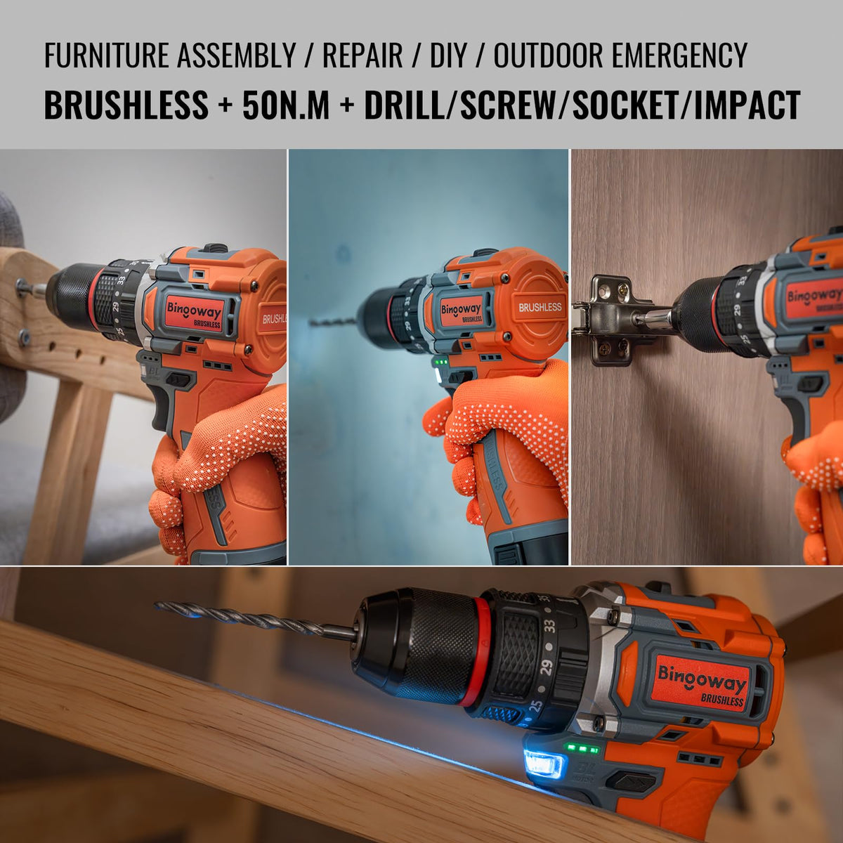 16.8V Brushless Cordless Drill Set with 2 Batteries R14724