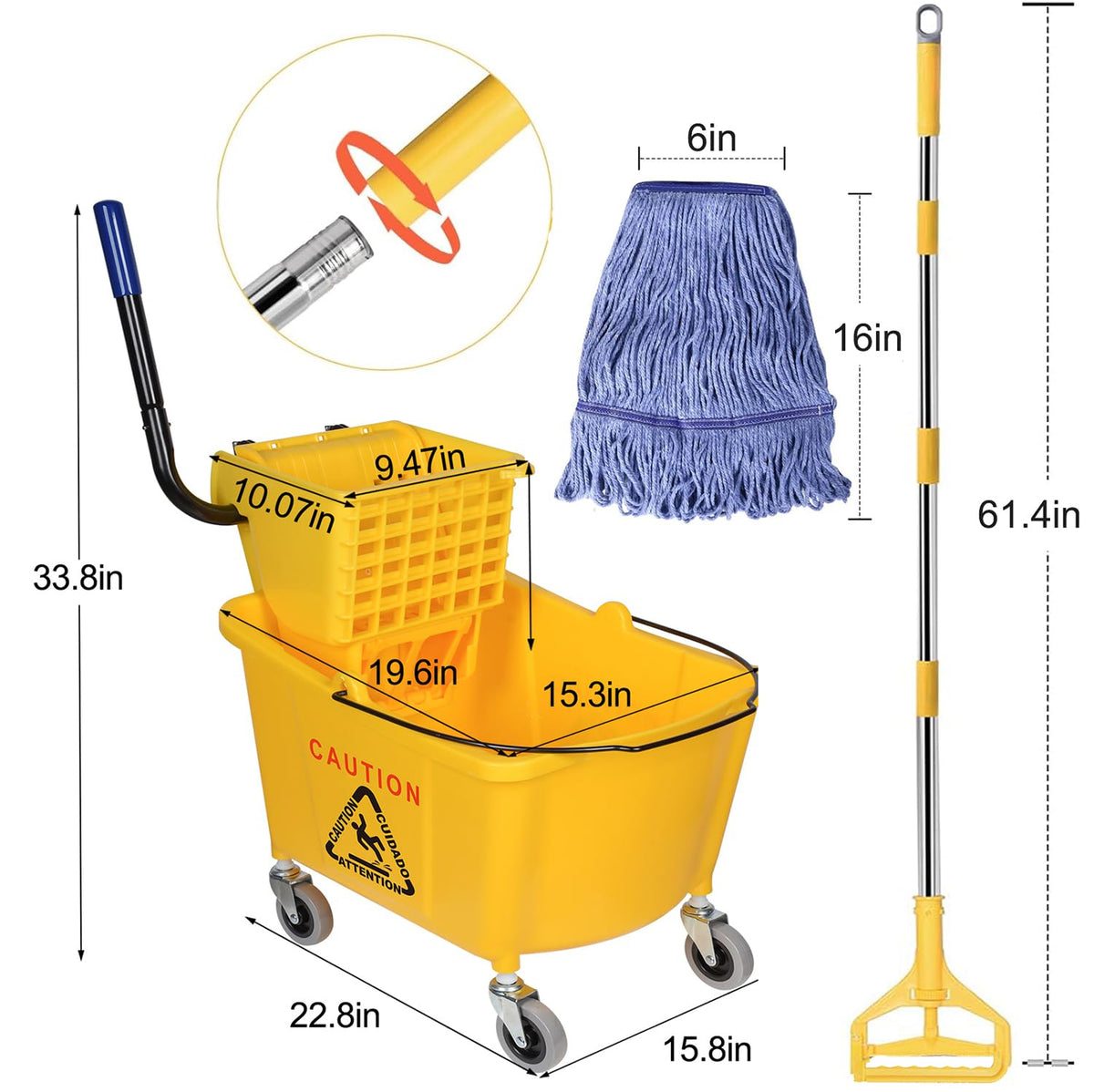 Commercial Mop Bucket on Wheels, 35 Quart X42974