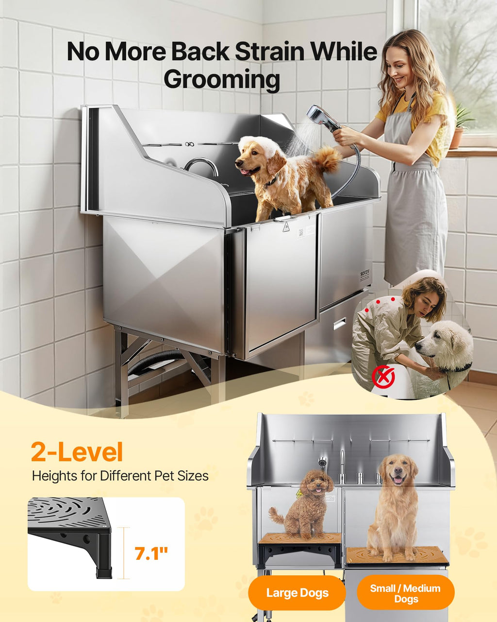 50 Inch 304 Stainless Steel Dog Bath Tub with Ramp Z2288