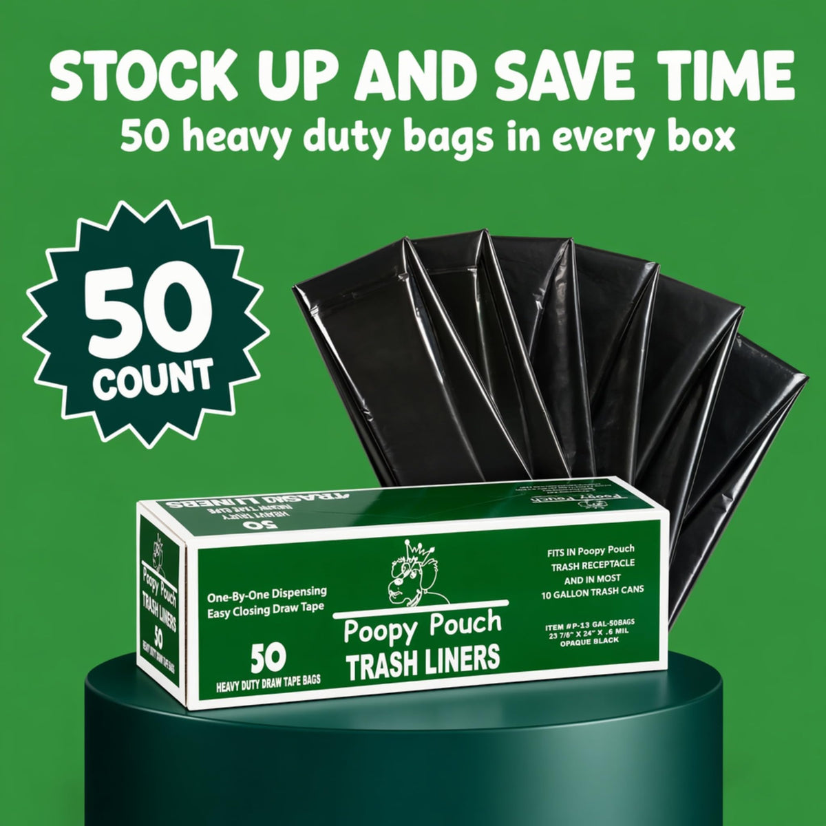 Black Dog Waste Can Liners 50pcs 27.5"x29" U8742