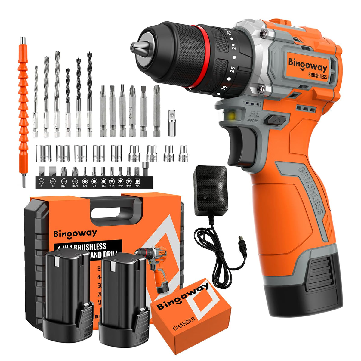 16.8V Brushless Cordless Drill Set with 2 Batteries R14724