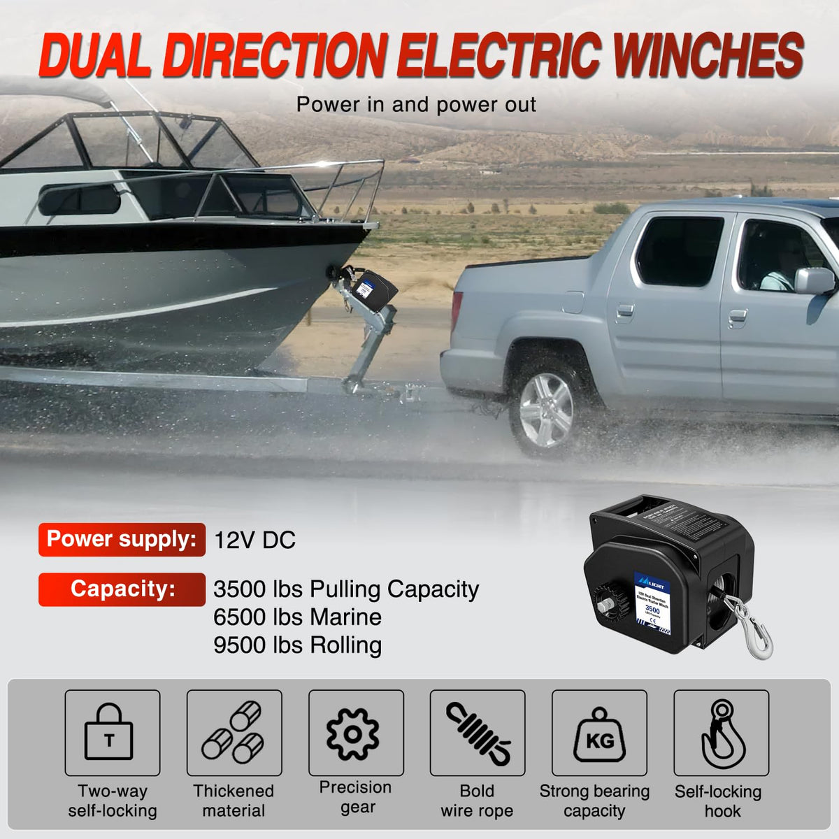 3500 lbs Portable Electric Boat Trailer Winch Z377123