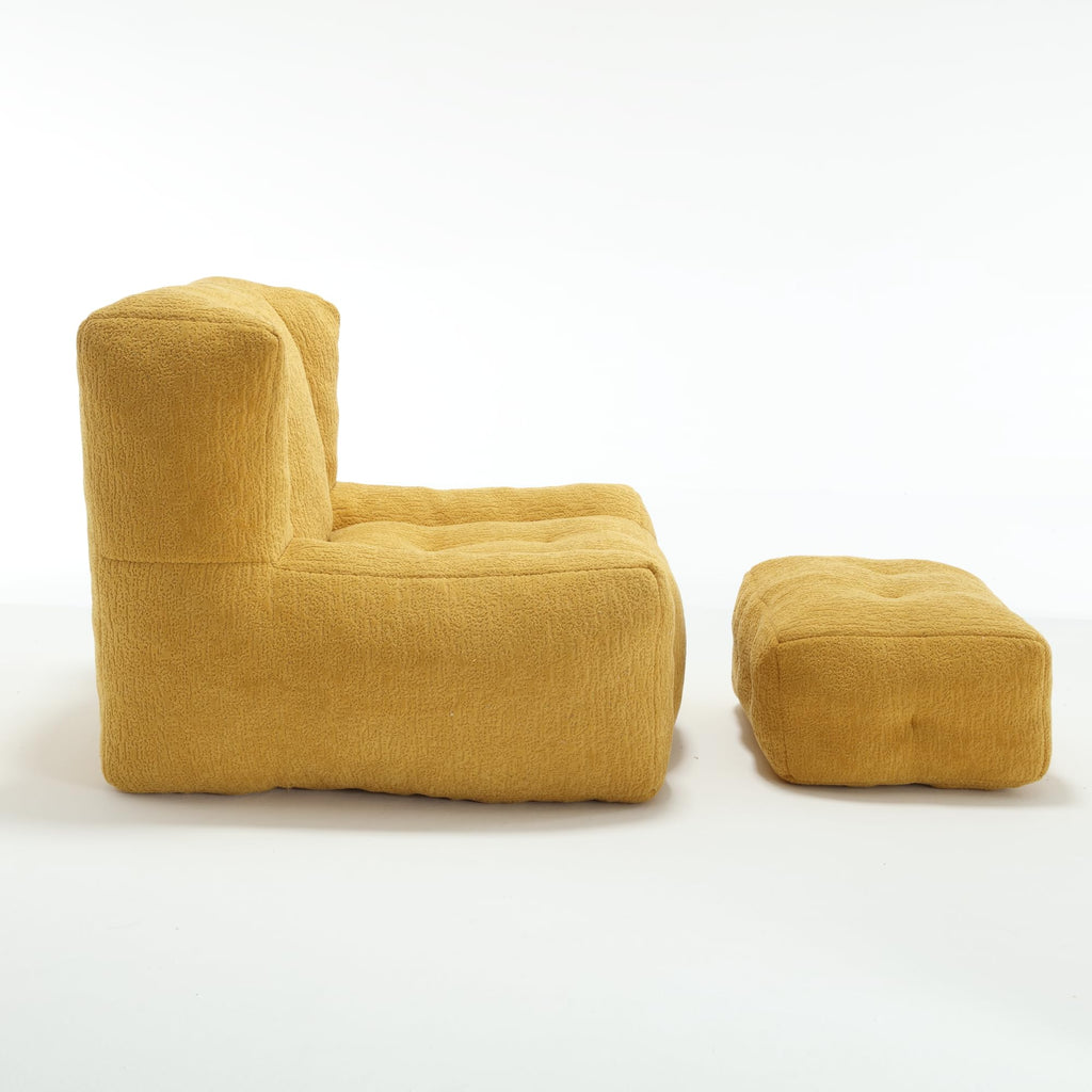 Velvet Fluffy Bean Bag Chair with Ottoman F6363