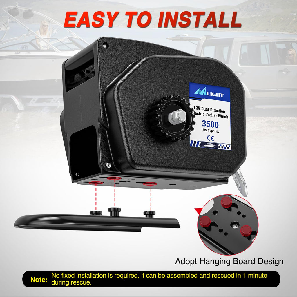 3500 lbs Portable Electric Boat Trailer Winch Z377123