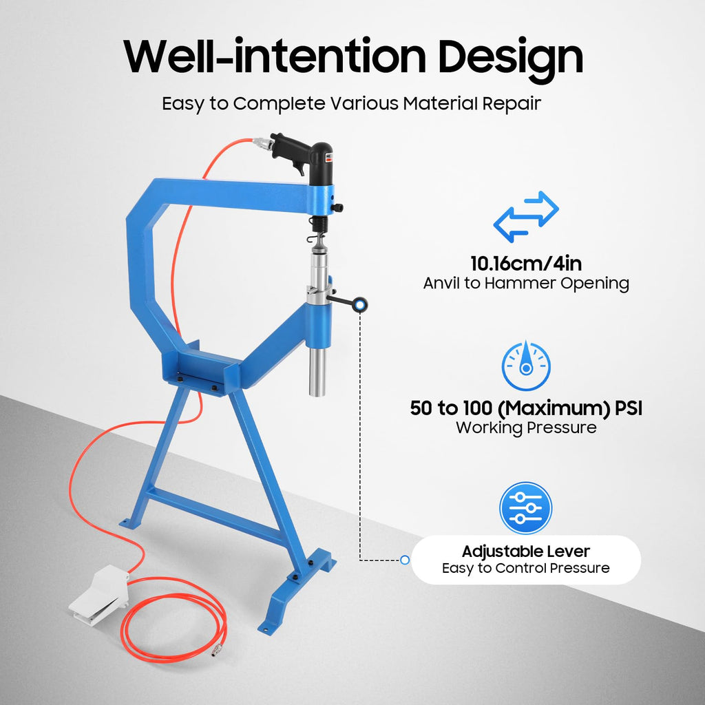 Pneumatic Planishing Hammer Metal Shaping Machine with Anvil & Foot Pedal C884425