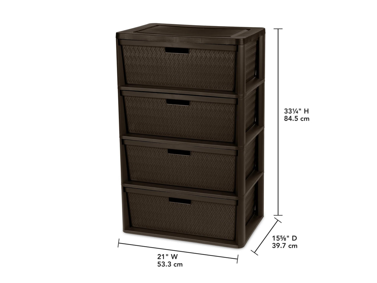 Brown 4 Drawer Plastic Storage Dresser V1600