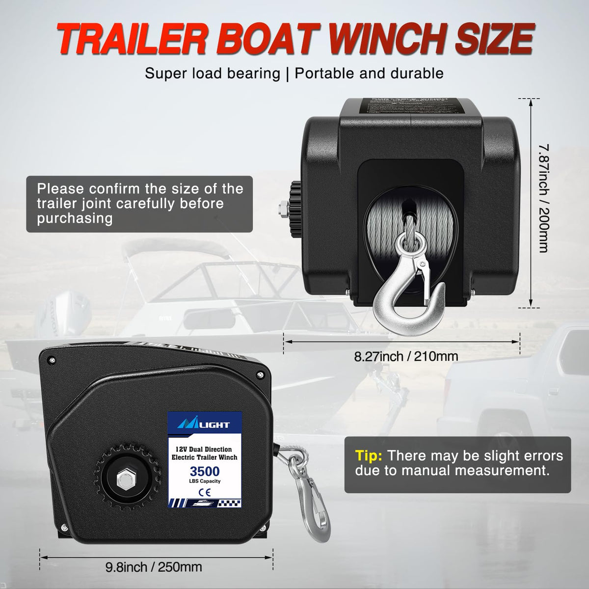 3500 lbs Portable Electric Boat Trailer Winch Z377123