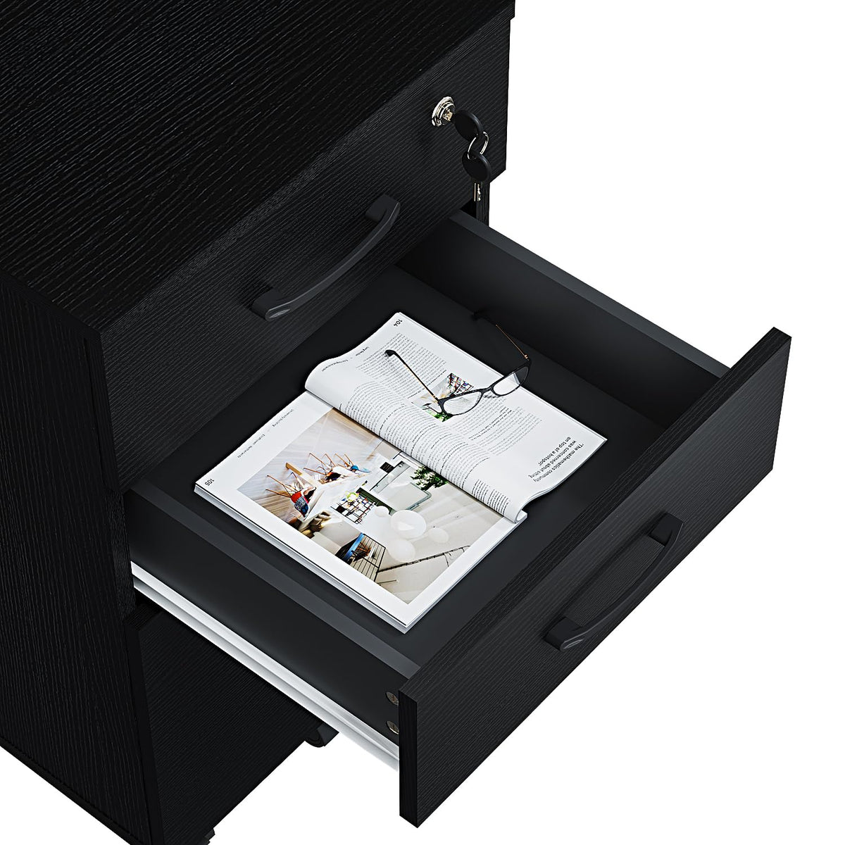 3 Drawer Wood Mobile File Cabinet V905625