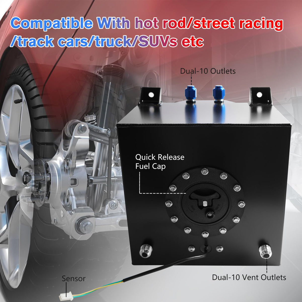 5 Gallon 20L Polished Aluminum Fuel Tank with Cap W7871