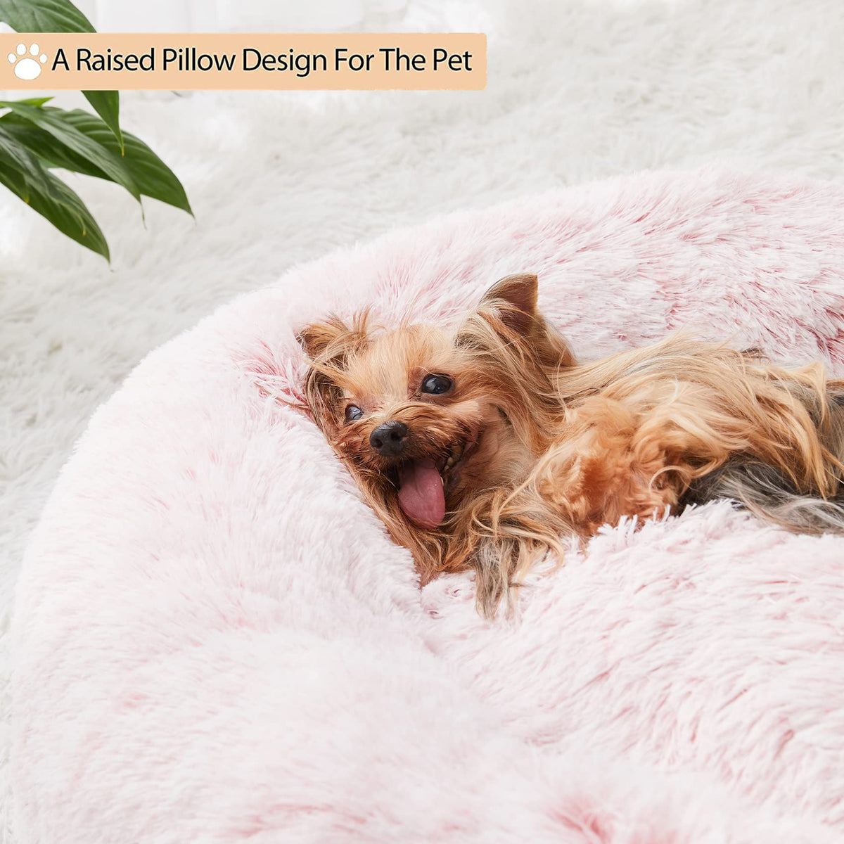 Pink Round Calming Dog Bed Z958858