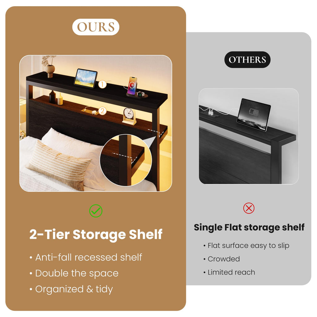 Twin LED Bed Frame with 2 Storage Drawers G131