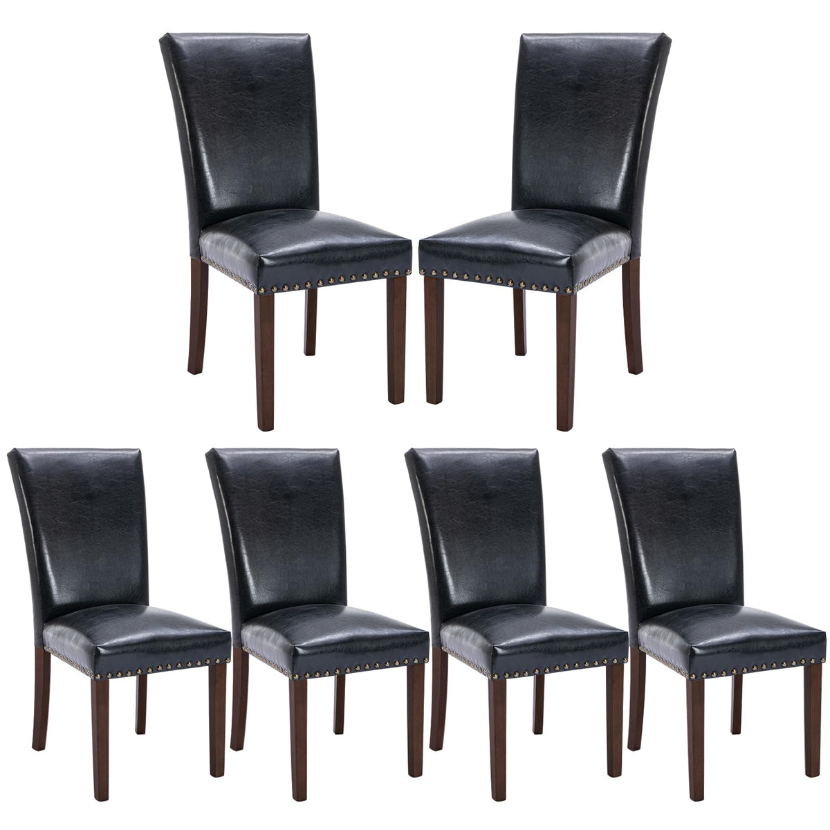 Black PU Leather Upholstered Dining Chairs Set of 6 W81814