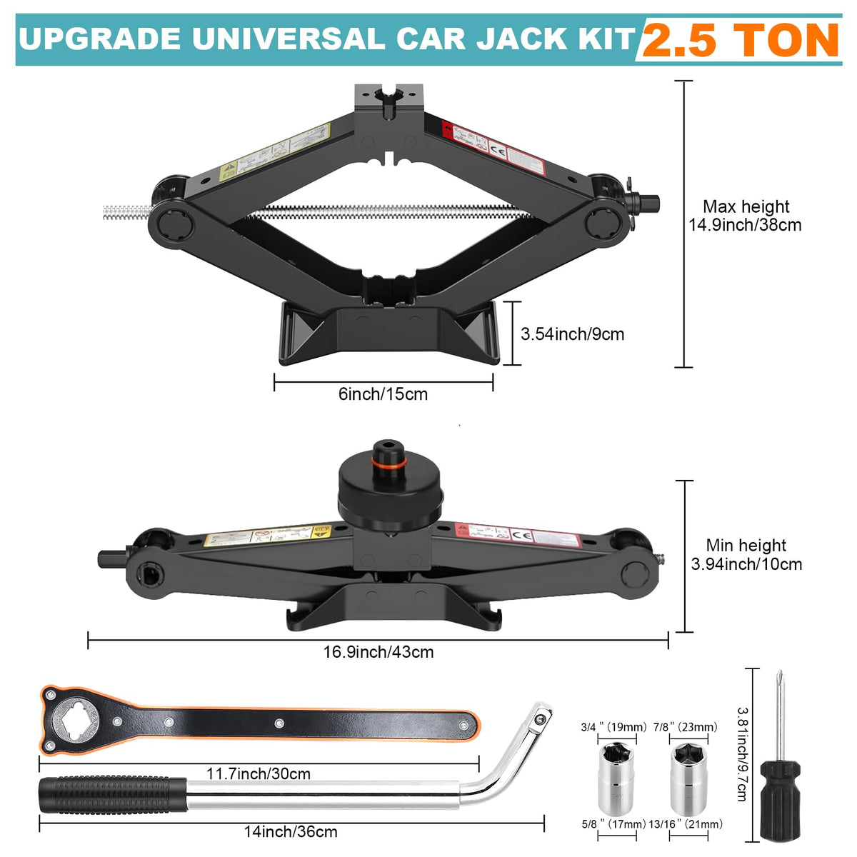 Scissor Jack Kit with Lug Wrench and Jack Pad L7535