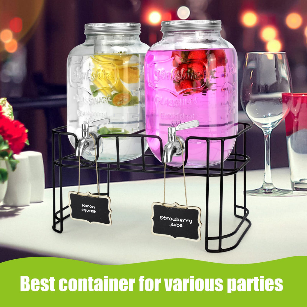 1 Gallon Glass Drink Dispenser with Stand and Spigot B432
