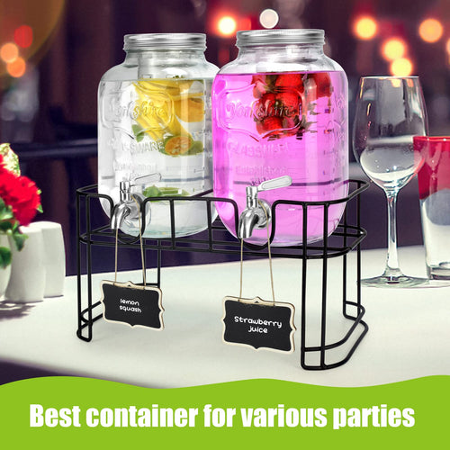 1 Gallon Glass Drink Dispenser with Stand and Spigot B432