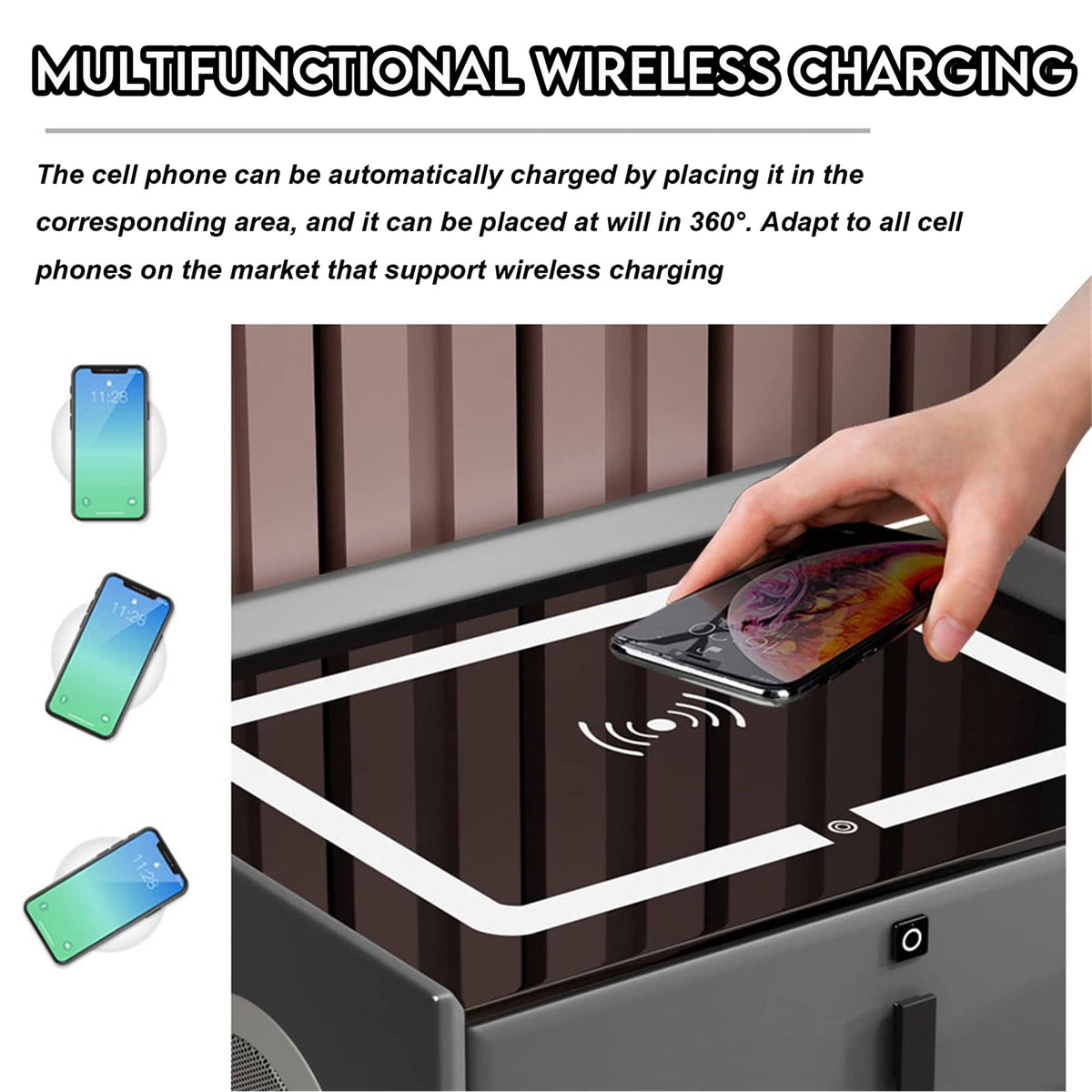 Gray 3 Drawer Nightstand with Charging Station G849461
