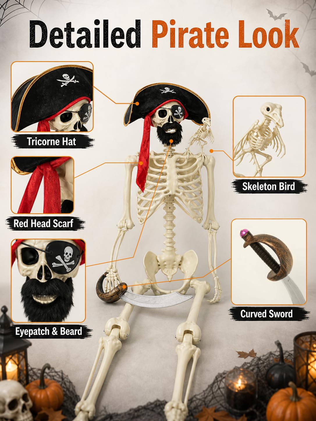 5.4 Ft Halloween Skeleton Decoration J162