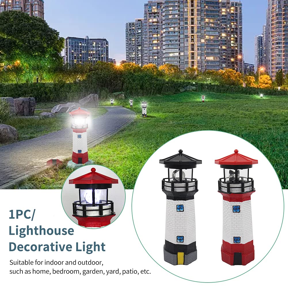 Solar Lighthouse Garden Statue with Rotating Lamp A830777