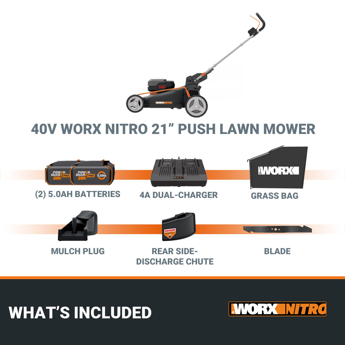 Cordless Lawn Mower, 40V 21" 3-in-1 Grass Mower A18401