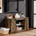 Farmhouse TV Stand for 65 Inch TV with Sliding Barn Doors and Storage Cabinets C1238
