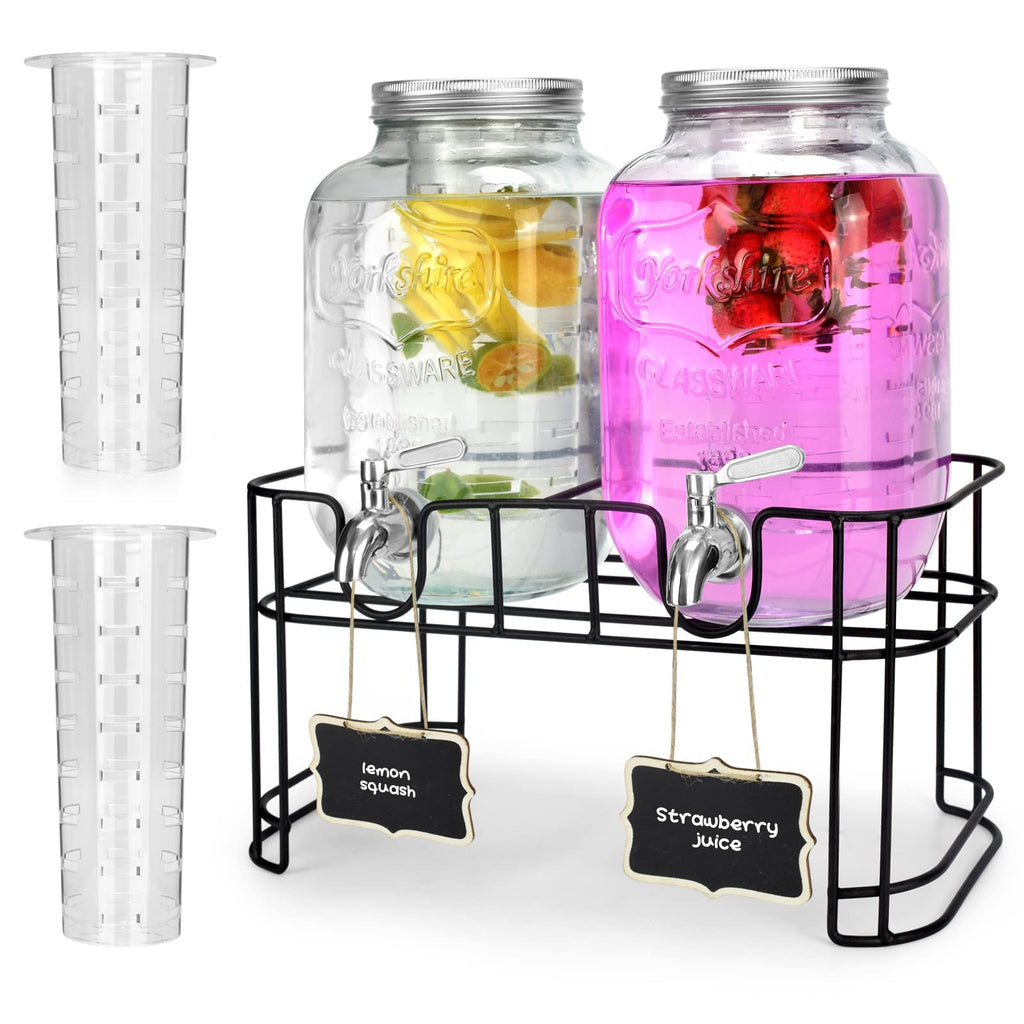1 Gallon Glass Drink Dispenser with Stand and Spigot B432