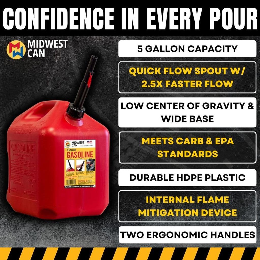 5 Gallon Gas Can Fuel Container with Spout 2 Pack K576