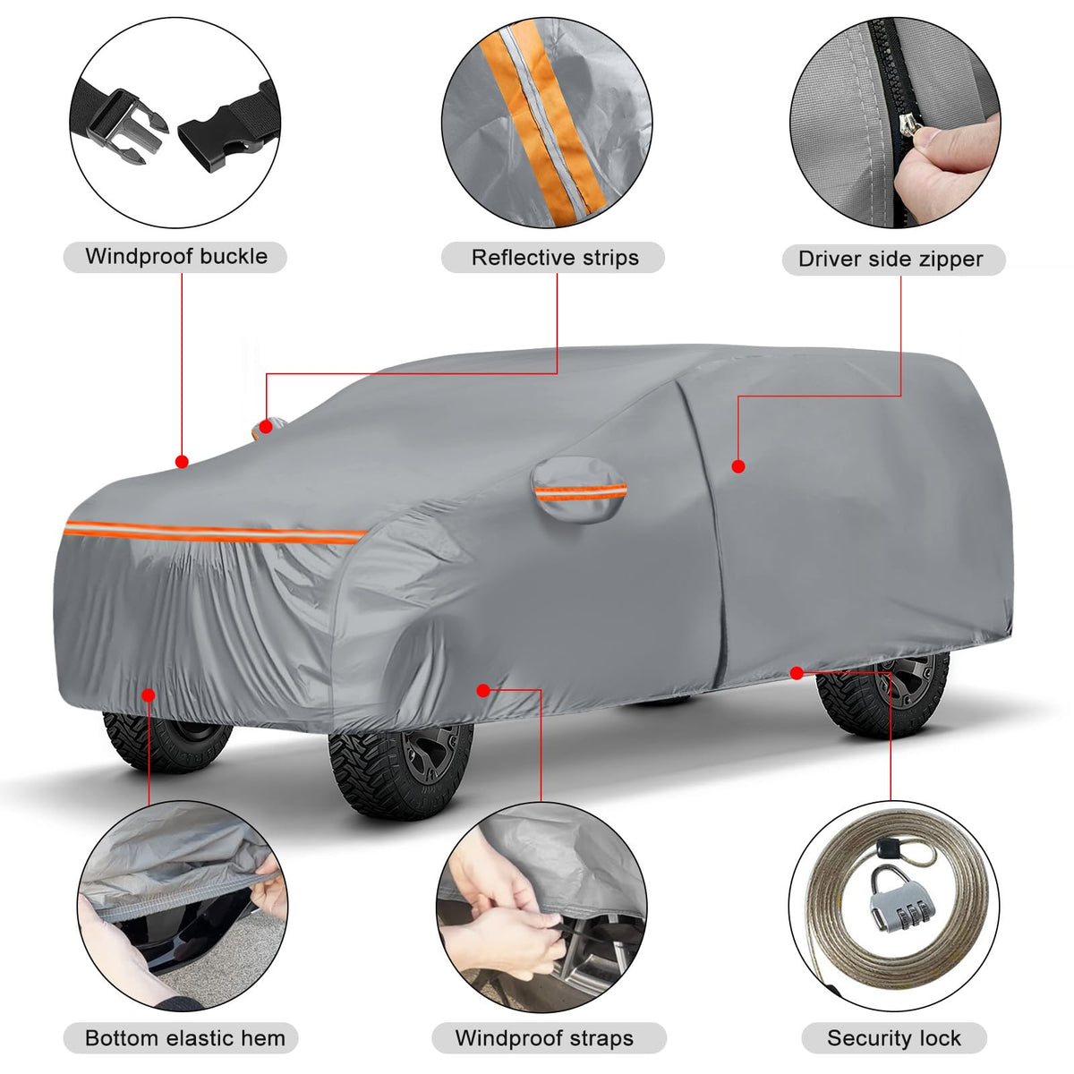 Waterproof Truck Cover for CrewCab 5.5/5.7/5.8 ft with Camper Shell Topper C3879