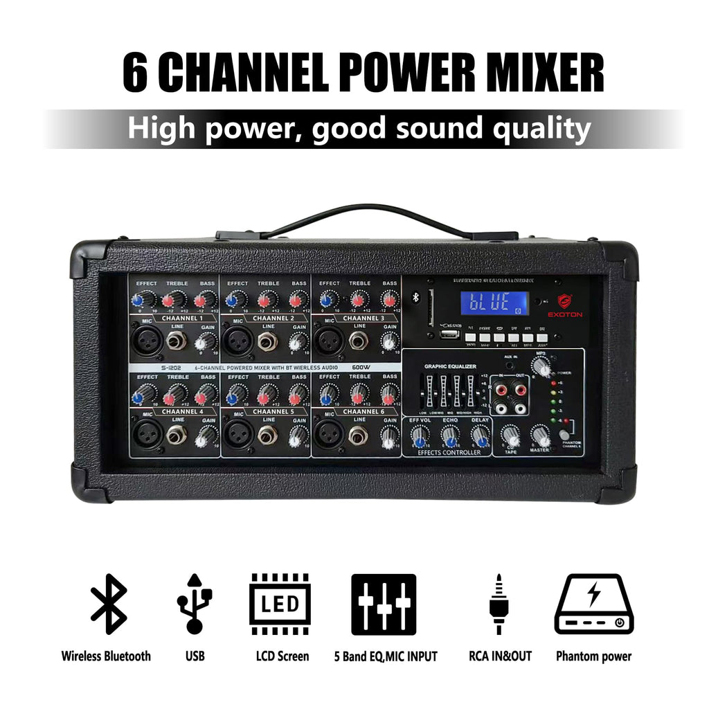 2000W Bluetooth PA System with Powered Mixer Set Q882492
