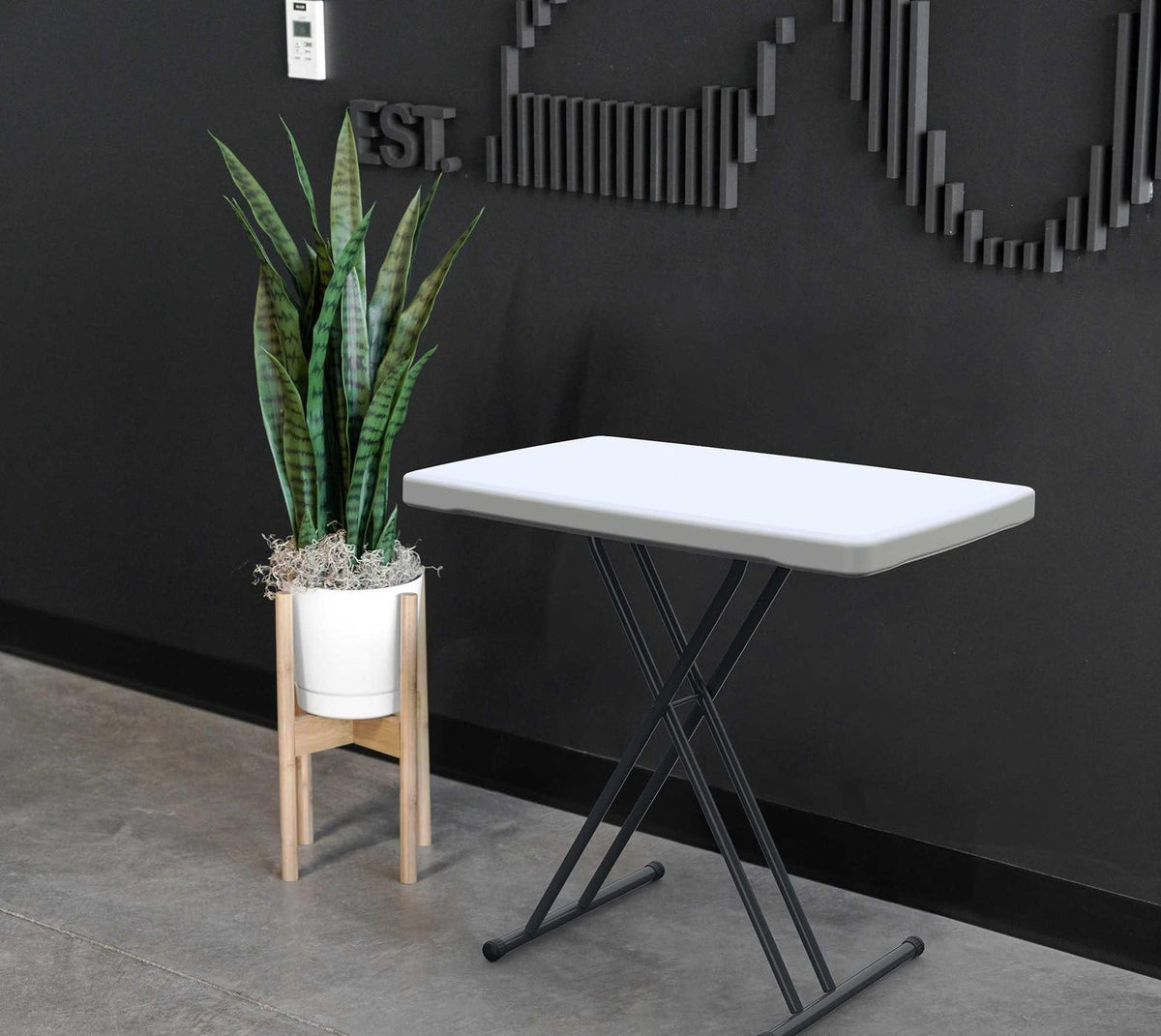 Adjustable Folding Laptop Table TV Tray, 30 Inch, White Granite V3993