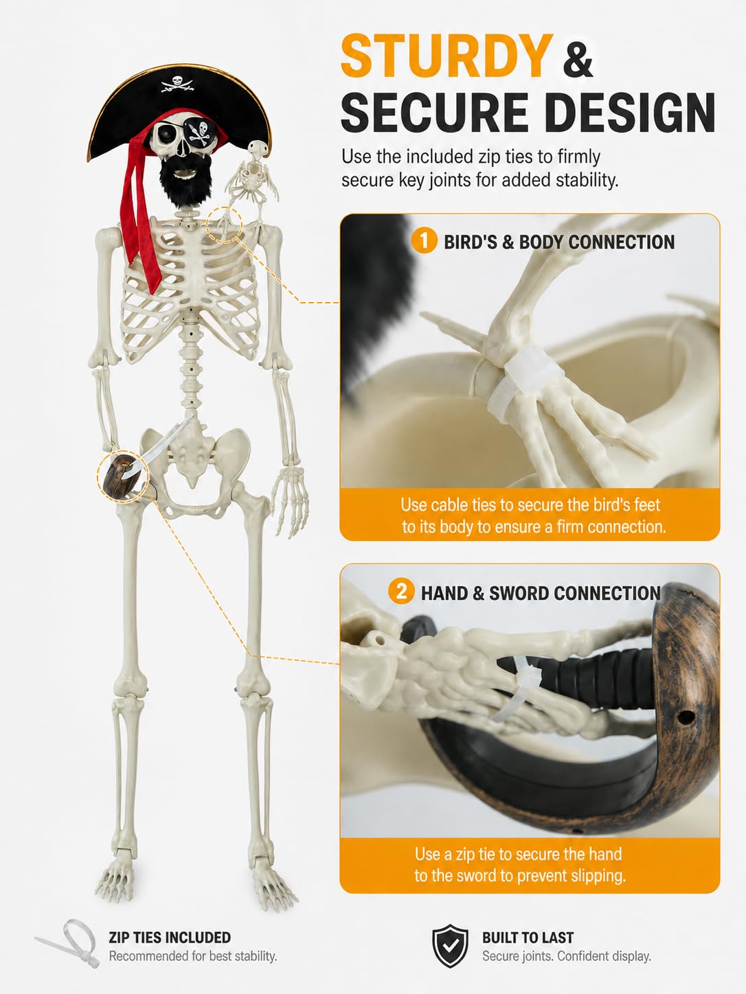 5.4 Ft Halloween Skeleton Decoration J162