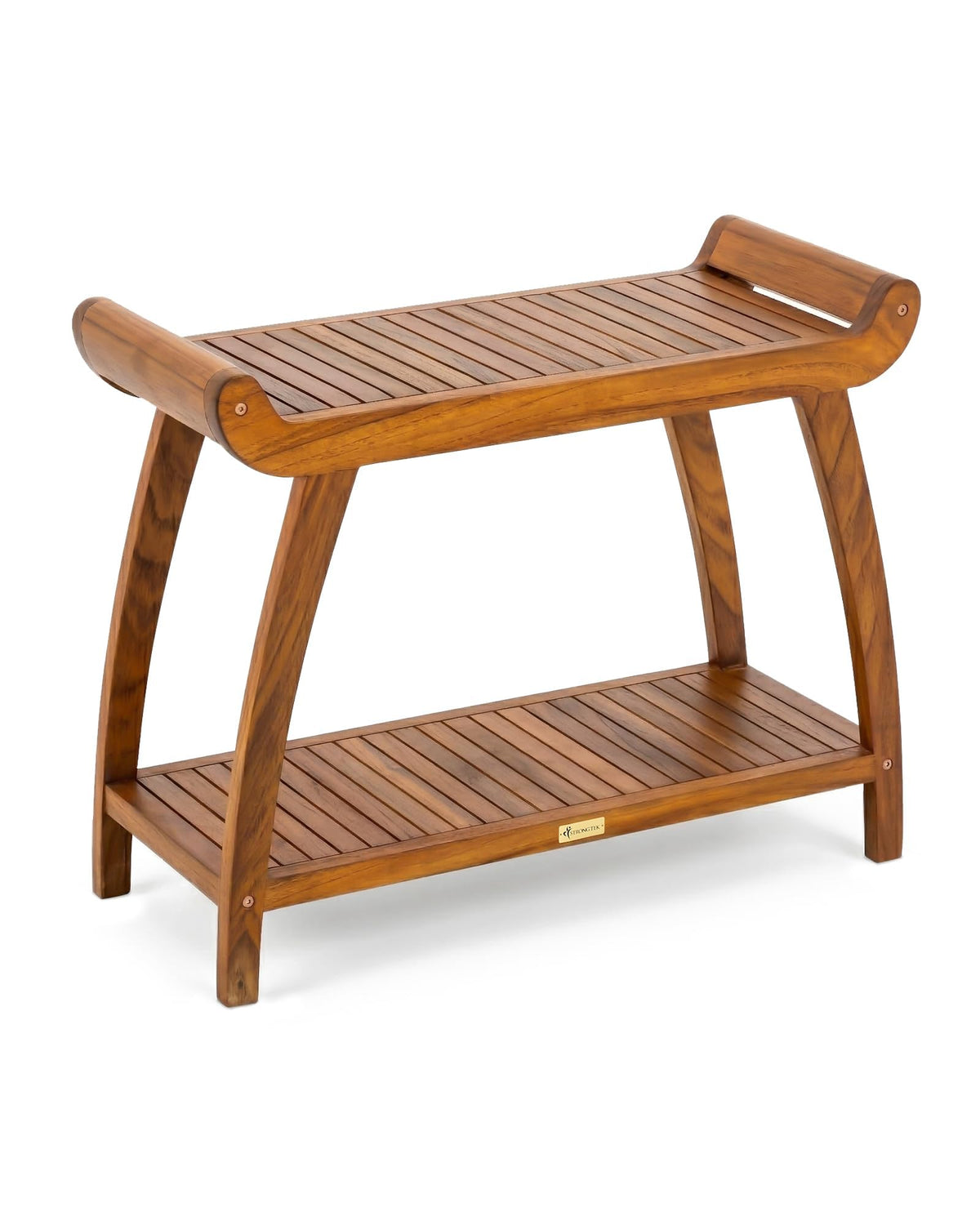 Teak Shower Bench with Storage Shelf X846891