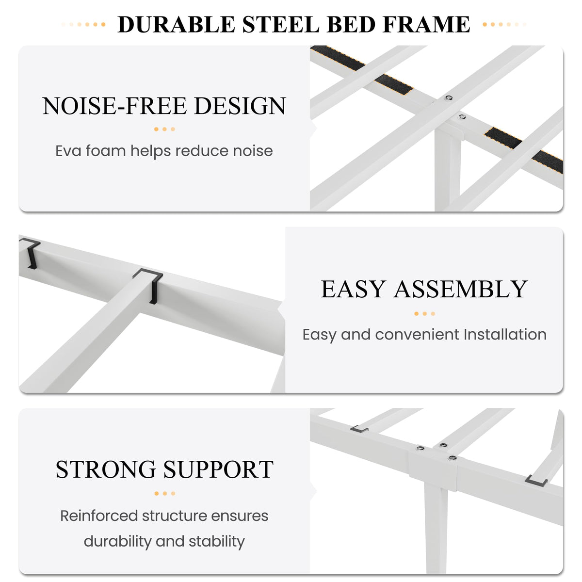 Full Size White Metal Bed Frame with Headboard M120917