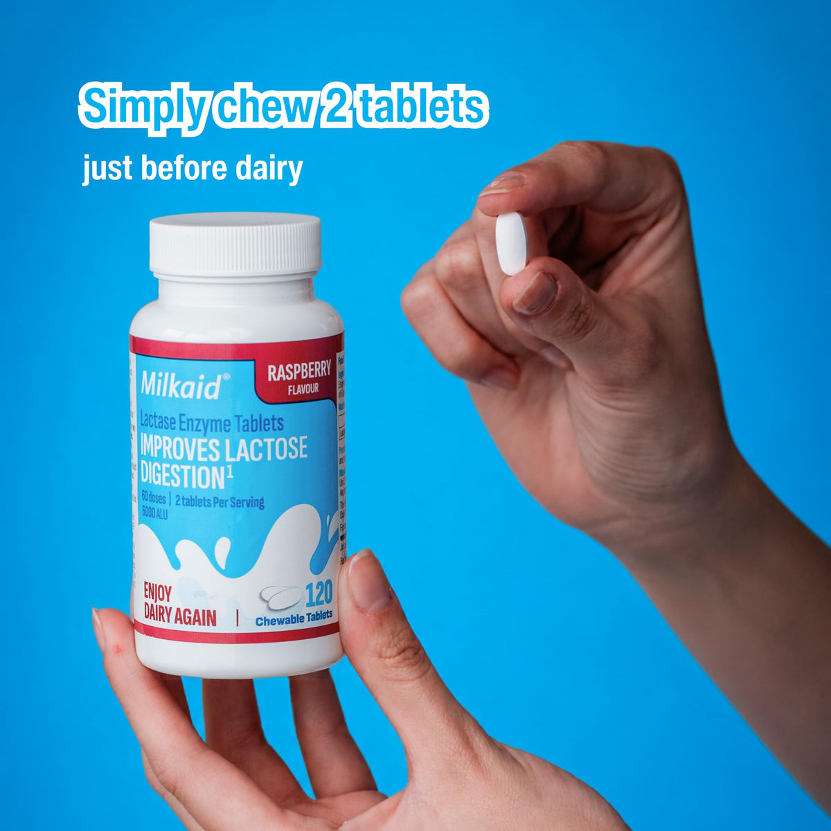Chewable Lactase Enzyme Tablets 360 Tablets Raspberry B536626