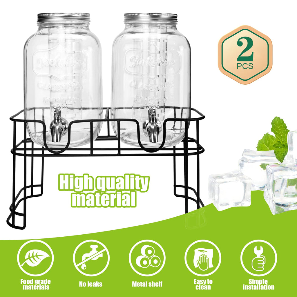 1 Gallon Glass Drink Dispenser with Stand and Spigot B432