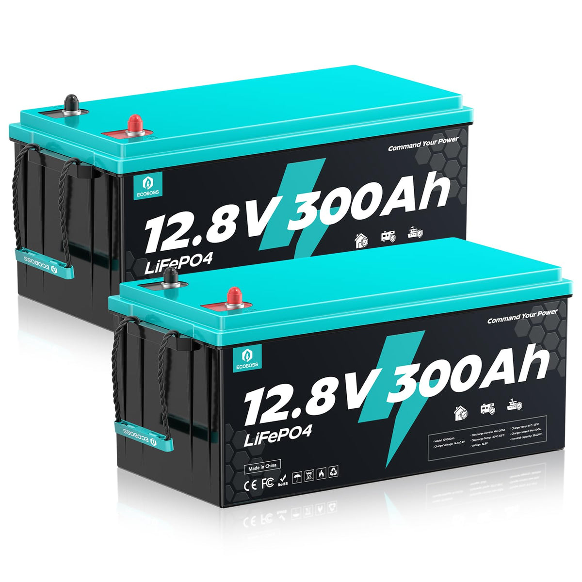 12V 300Ah LiFePO4 Deep Cycle Lithium Battery 2Pack I8428