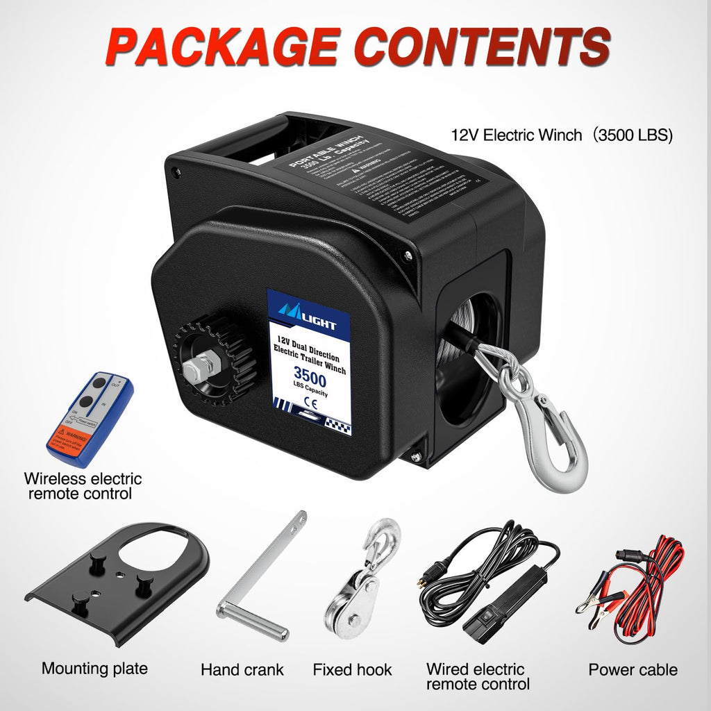 3500 lbs Portable Electric Boat Trailer Winch Z377123