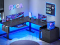 L Shaped Standing Desk with File Cabinet S538