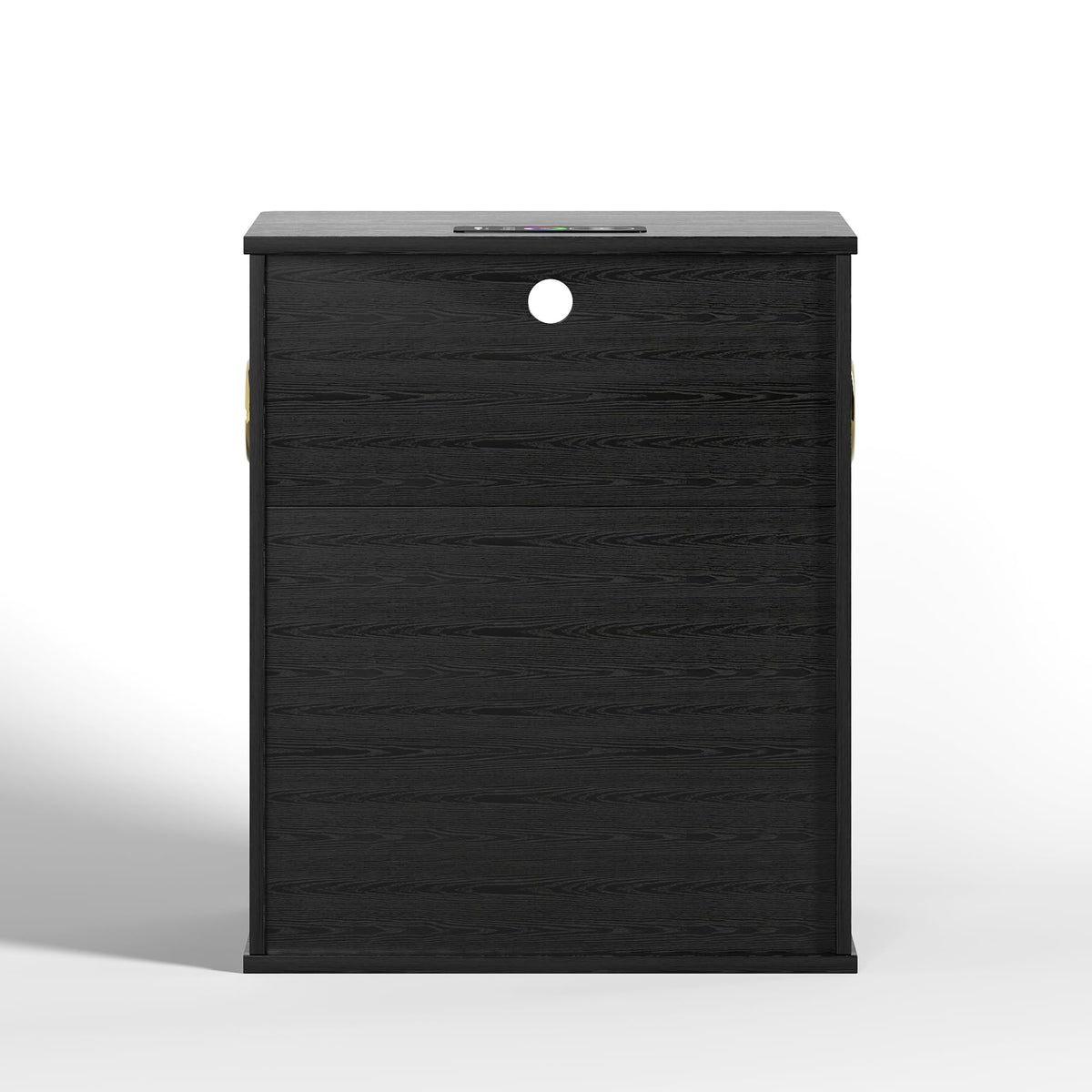 Black Smart Nightstand with Bluetooth Speaker, LED Lights, Wireless Charging, 2 Drawers & Open Shelf O10614