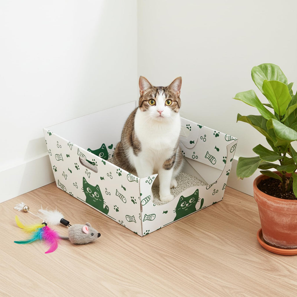 8 Pack Disposable Cat Litter Box with Scoop P2315