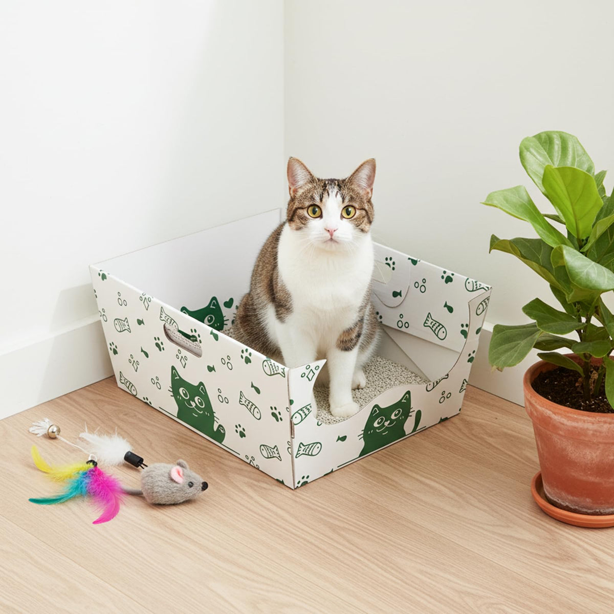 8 Pack Disposable Cat Litter Box with Scoop P2315