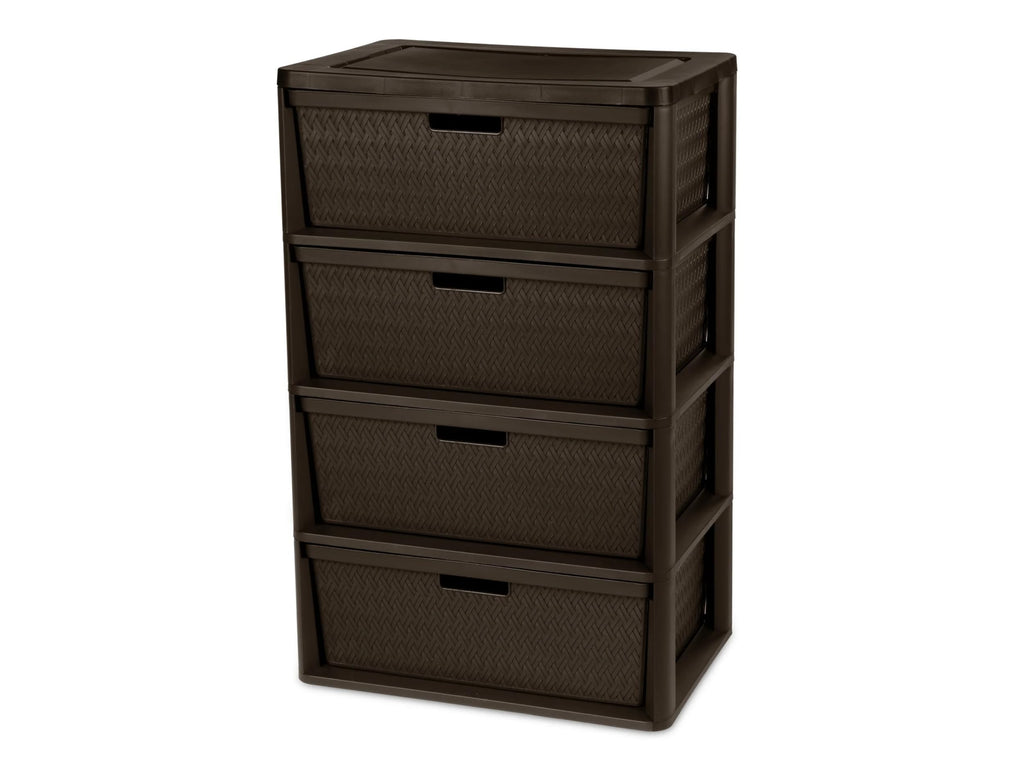 Brown 4 Drawer Plastic Storage Dresser V1600