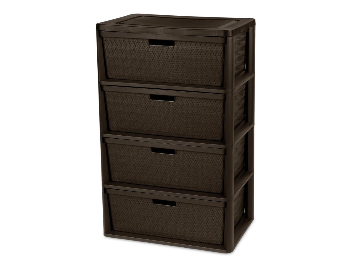 Brown 4 Drawer Plastic Storage Dresser V1600